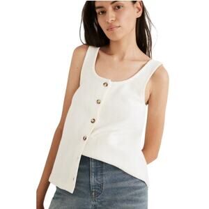 Madewell Ottoman Jacquard Button-Front Tank Size Small